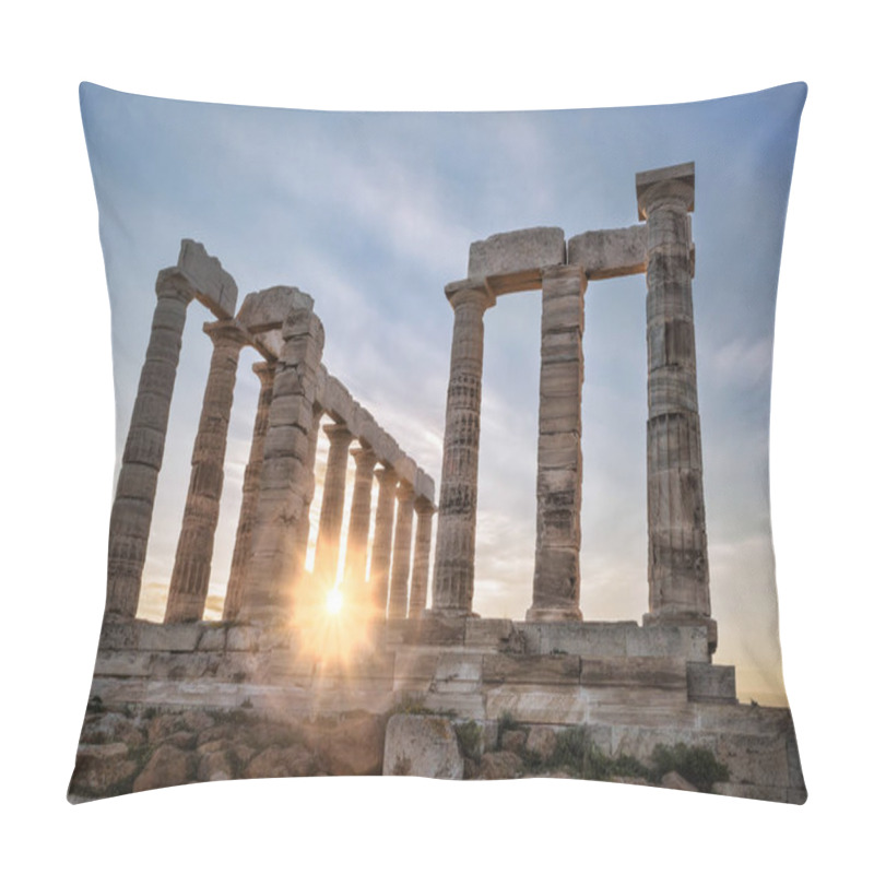 Personality  Famous Greek Temple Poseidon, Cape Sounion In Greece Pillow Covers