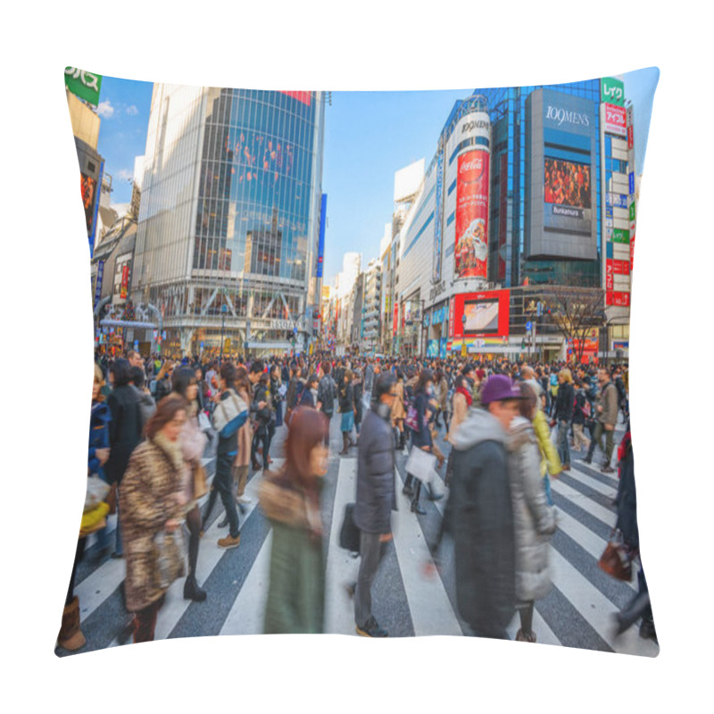 Personality  DECEMBER 24, 2012 - TOKYO, JAPAN: Pedestrians Cross Shibuya Crossing, One Of The Busiest Crosswalks In The World. Pillow Covers