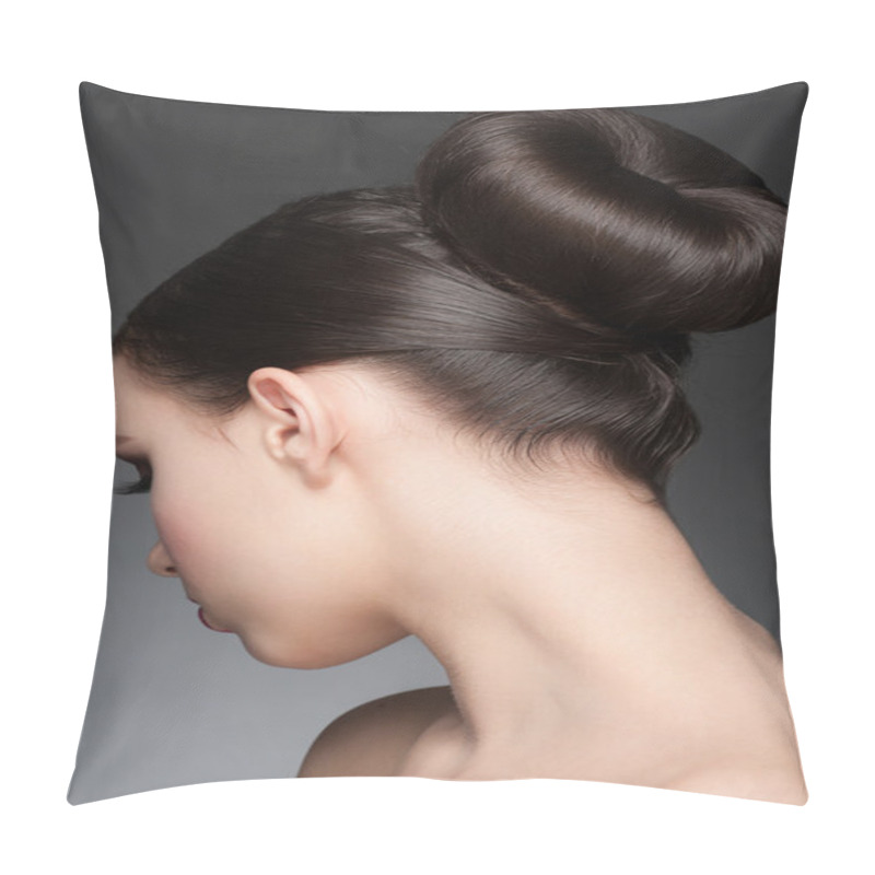 Personality  Brunette With Elegant Hairstyle Pillow Covers