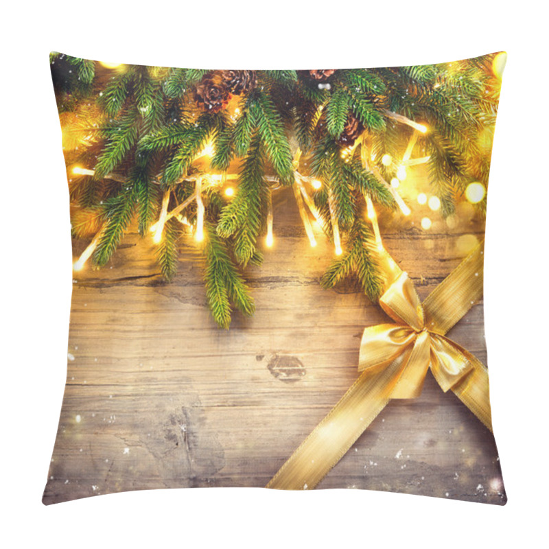 Personality  Border With Christmas Tree And Light Garland Pillow Covers