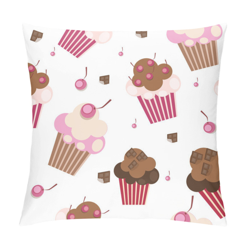 Personality  Seamless Pattern With Cute Cupcakes, Vector Illustration Pillow Covers