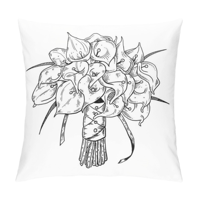 Personality  Calla Flowers Engraving Vector Illustration Pillow Covers