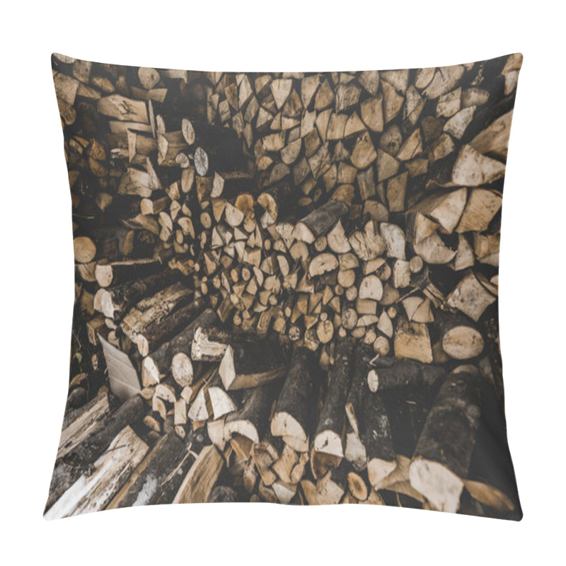 Personality  Pile Of Brown Stacked Textured Cut Firewood Pillow Covers