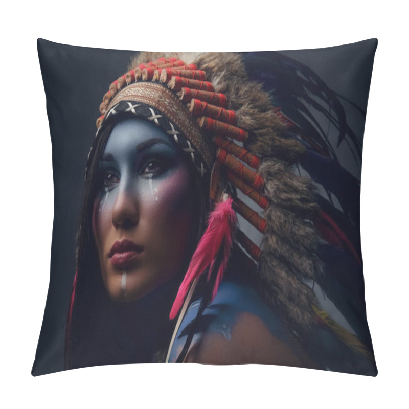 Personality  Close Up Portrait Of Shamanic Female Pillow Covers