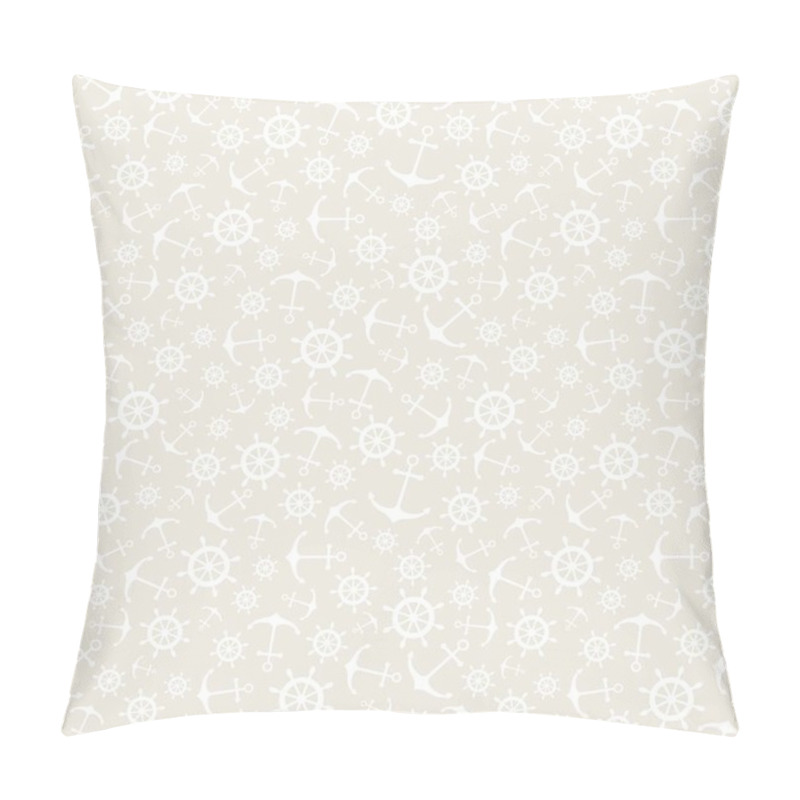 Personality  Nautical Seamless Pattern With Ship Wheels And Anchors. Vector Illustration Pillow Covers