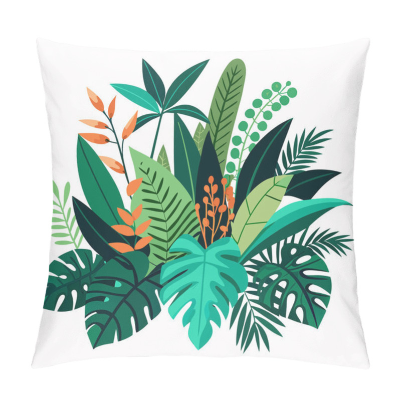 Personality  Tropical Leaves And Jungle Foliage Plant Bush - Isolated On White Background Pillow Covers