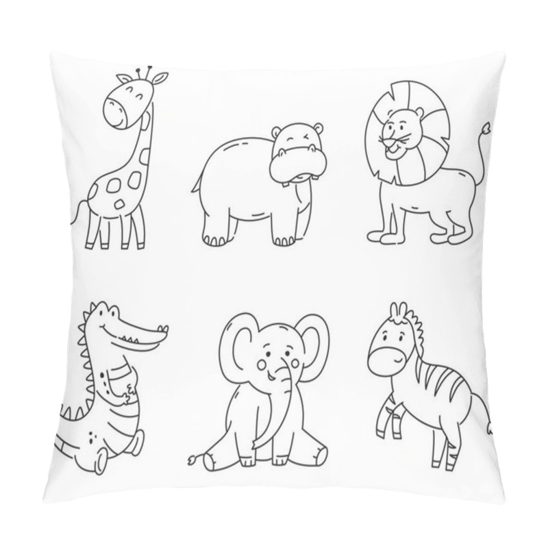 Personality  Set Of Doodle Tropical Animals. Collection Of Cute Characters Isolated. Pillow Covers