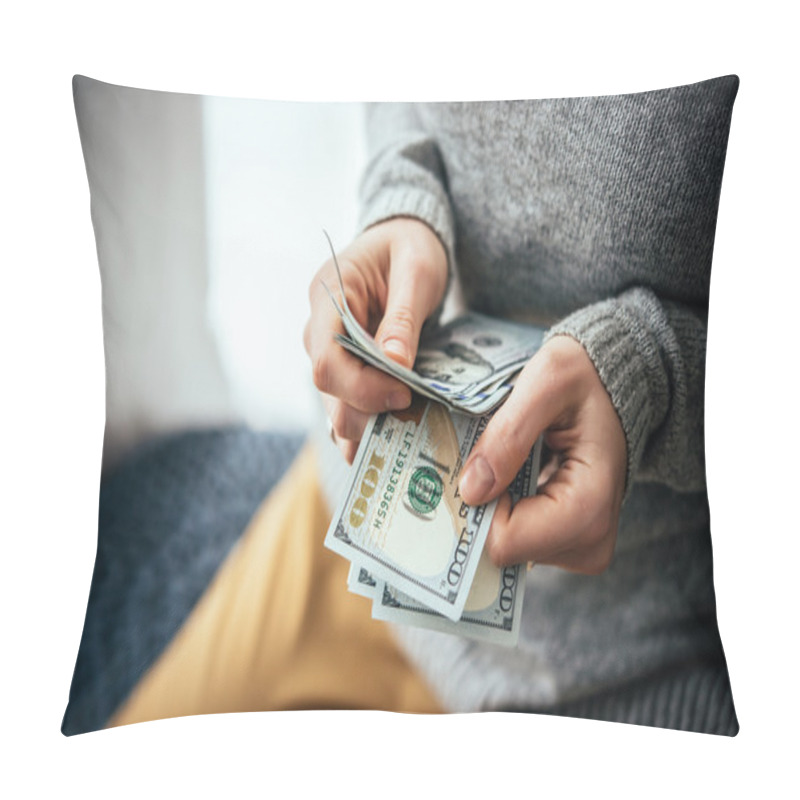 Personality  Hands Counting Us Dollar Bills Pillow Covers