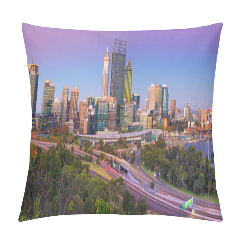 Personality  Perth. Panoramic Cityscape Image Of Perth Skyline, Australia During Twilight Blue Hour. Pillow Covers