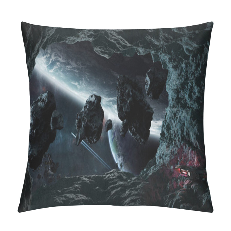 Personality  Astronauts Exploring A Cave In Asteroid 3D Rendering Elements Of Pillow Covers