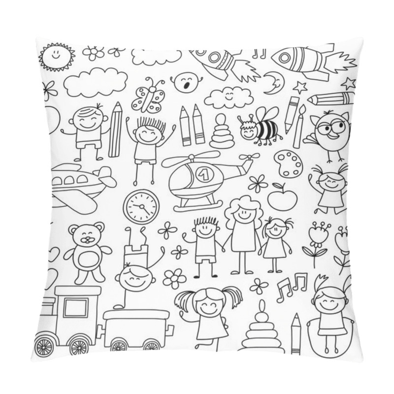 Personality  Vector Set Of Kindergarten Images Pillow Covers