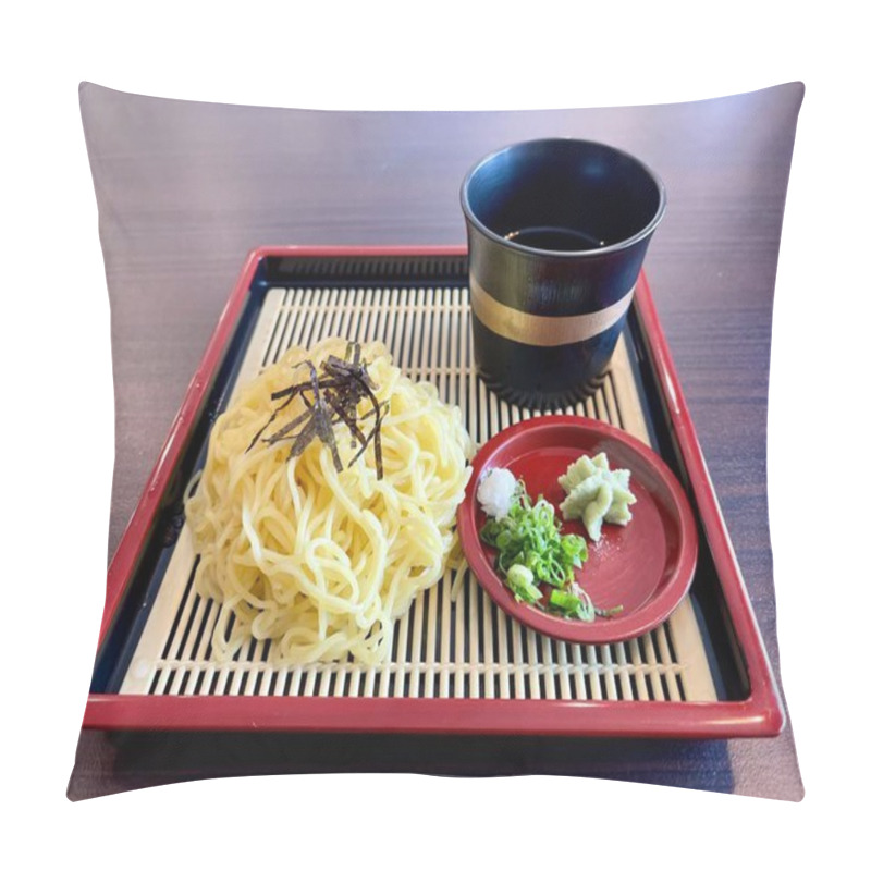 Personality  Zaru Ramen, Japanese Noodles. Cold Ramen Noodles Topped With Shredded Toasted Nori, Served In A Traditional Bamboo Plate (zaru), With Cold Stock, Green Onion And Japanese Mustard Pillow Covers