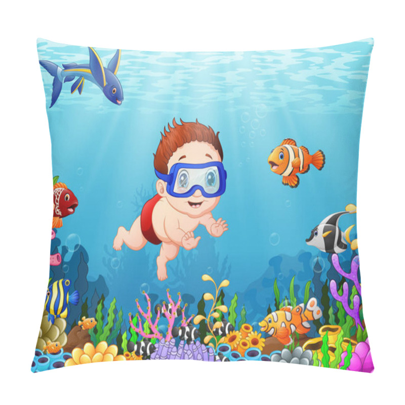 Personality  Little Boy Diving In The Sea Pillow Covers