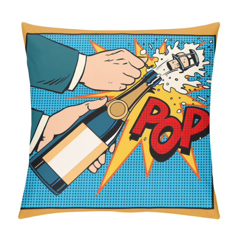 Personality  Opening Champagne Bottle Pop Art Retro Style Pillow Covers