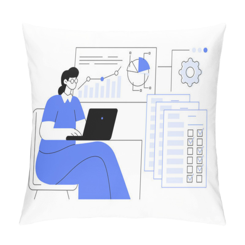 Personality  Survey Data Processing Abstract Concept Vector Illustration. Opinion Poll Worker Deals With Survey Data Handling, Social Science, Quality Assurance, Information Preparation Abstract Metaphor. Pillow Covers