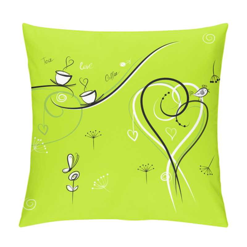 Personality  Green Background With Funny Birds For Your Design Pillow Covers