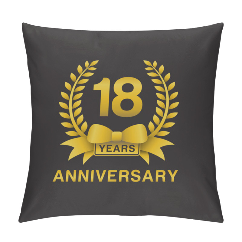 Personality  18th Anniversary Golden Wreath Logo Black Background Pillow Covers