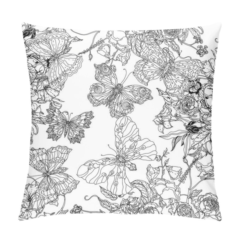 Personality  Flowers And Butterflies Pillow Covers