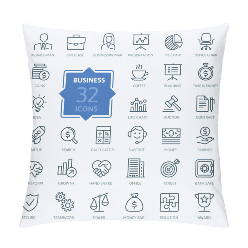 Personality  Business And Finance Web Icon Set - Outline Icon Collection, Vector Pillow Covers