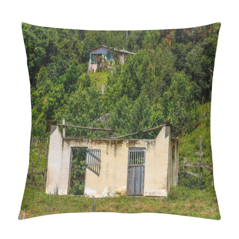 Personality  Abandoned Farmhouse Amidst The Trees And The Pasture. Brazil Countryside Pillow Covers