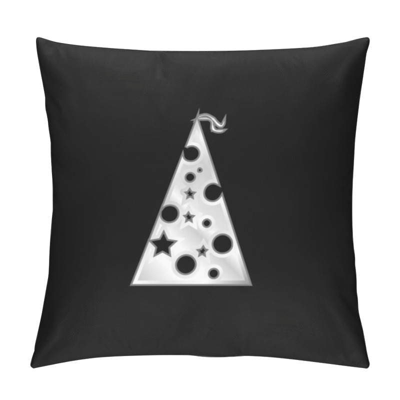 Personality  Birthday Hat With Dots And Stars Silver Plated Metallic Icon Pillow Covers