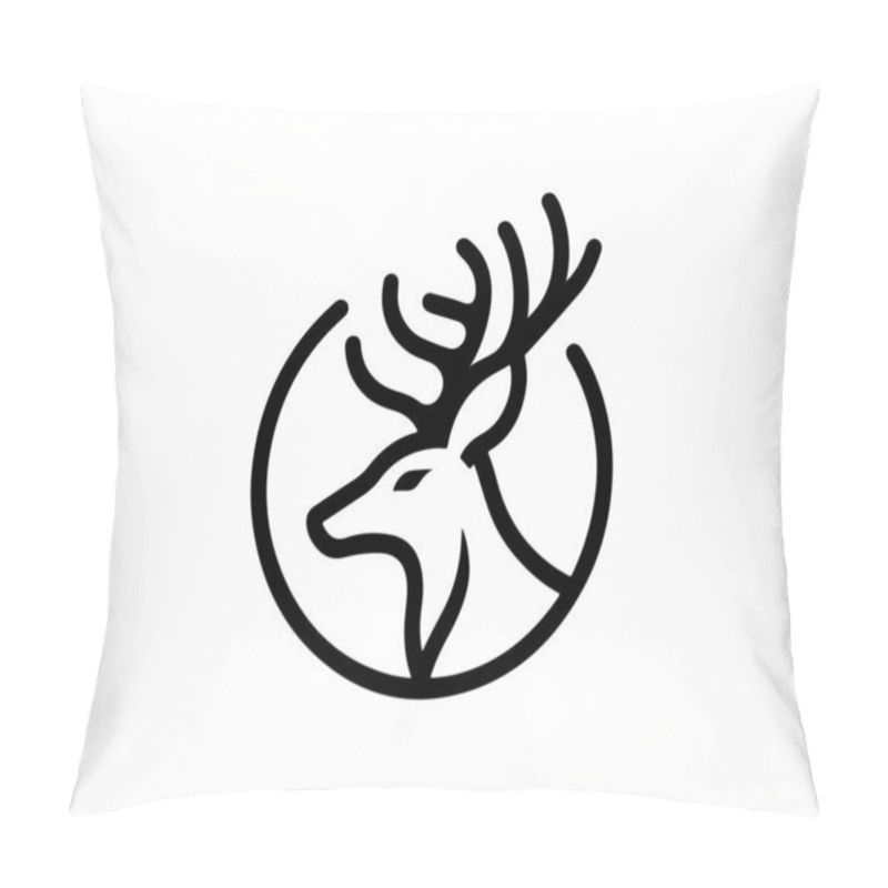 Personality  Deer Logo Icon Symbol Vector Illustration. Deer Silhouette Logo Black And White. Pillow Covers