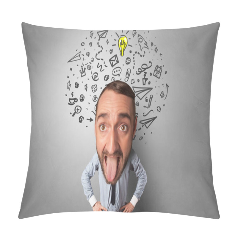 Personality  Big Head On Small Body With Management Concept Pillow Covers