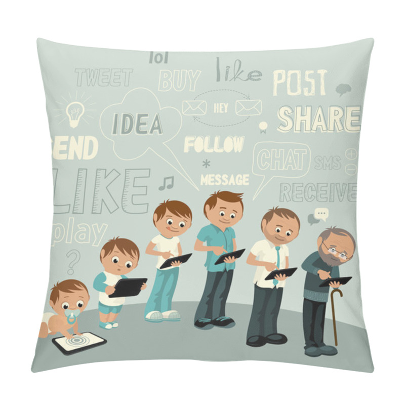 Personality  Generations Men With Tablet Pillow Covers