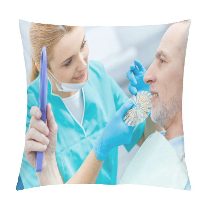 Personality  Dentist And Patient In Clinic  Pillow Covers