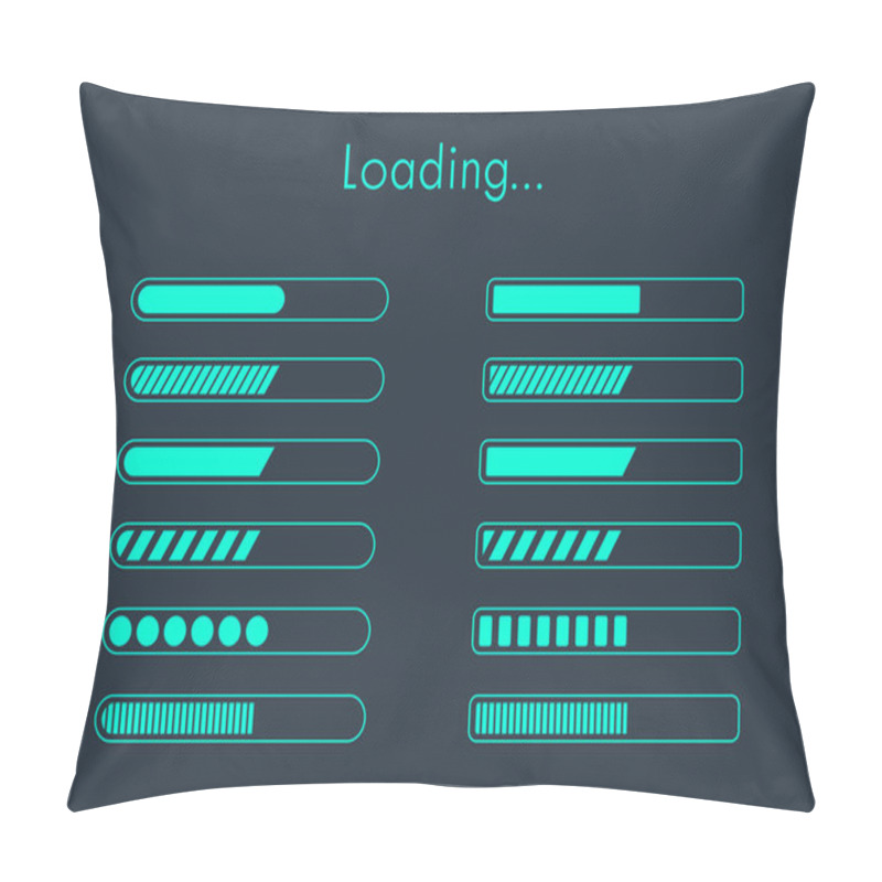 Personality  Progress Download Loading Bar Collection User Interface Element Vector Illustration Pillow Covers