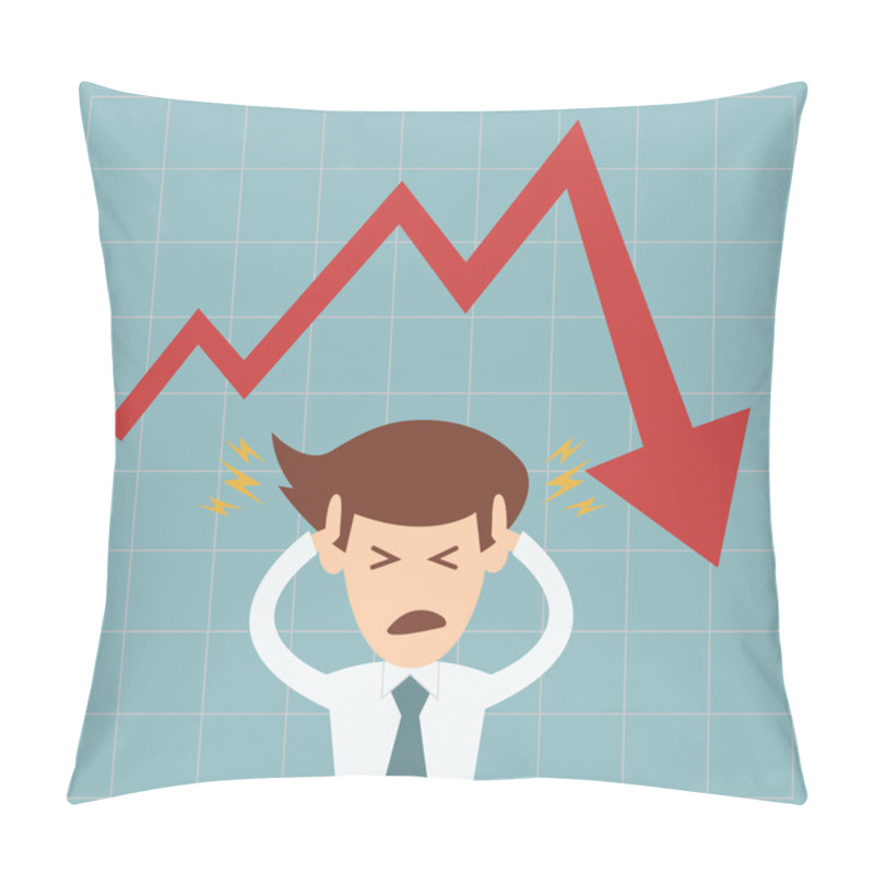 Personality  Business Man In Crisis Of Graph Falling Down Concept Vector Illu Pillow Covers