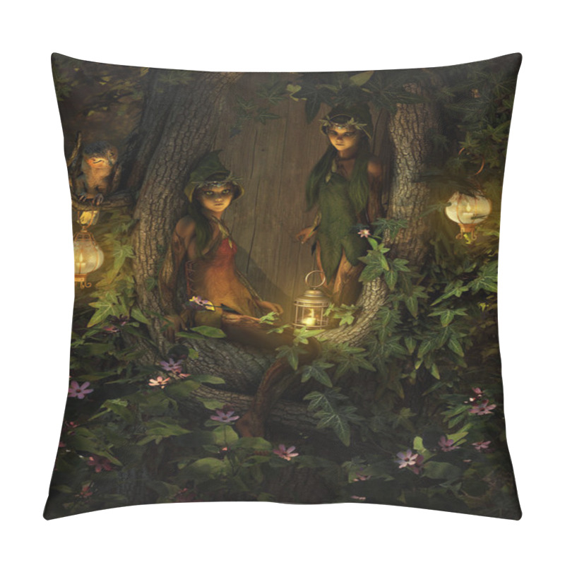 Personality  Two Tree Pixies At Night, 3d CG Pillow Covers