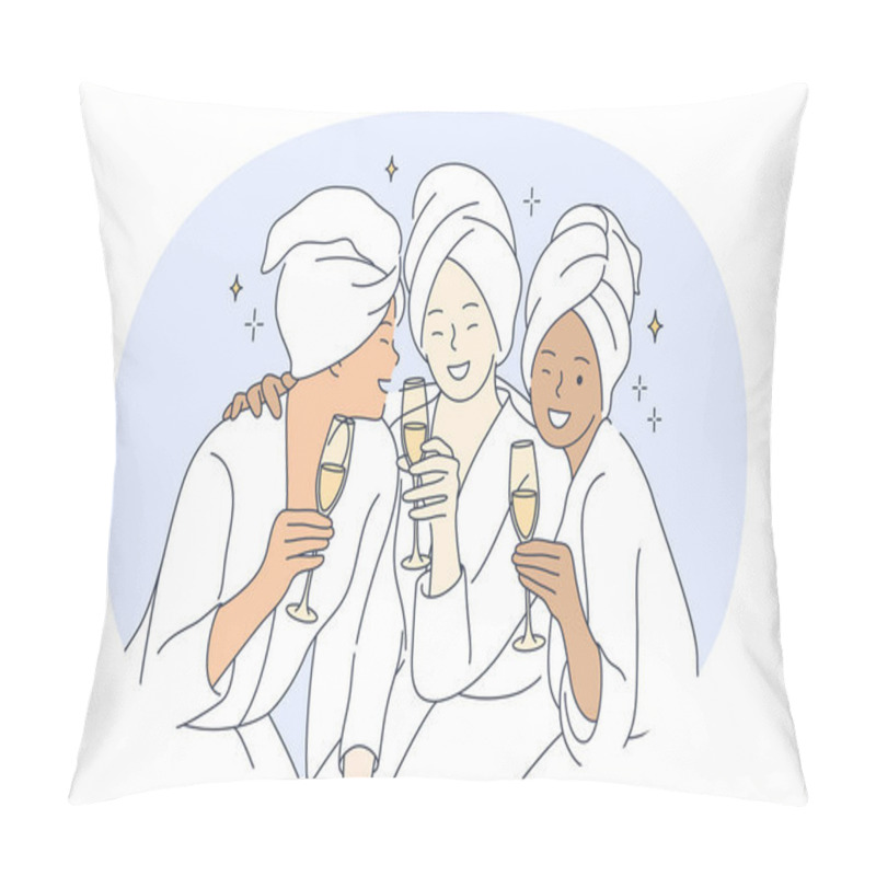 Personality  Bride And Friends Party, Pajama Party With Friends Concept. Pillow Covers