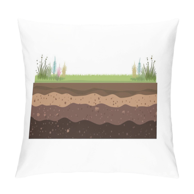 Personality  Soil Or Underground Layers, Grassy Ground And Ear. Vector Illustration Design. Pillow Covers