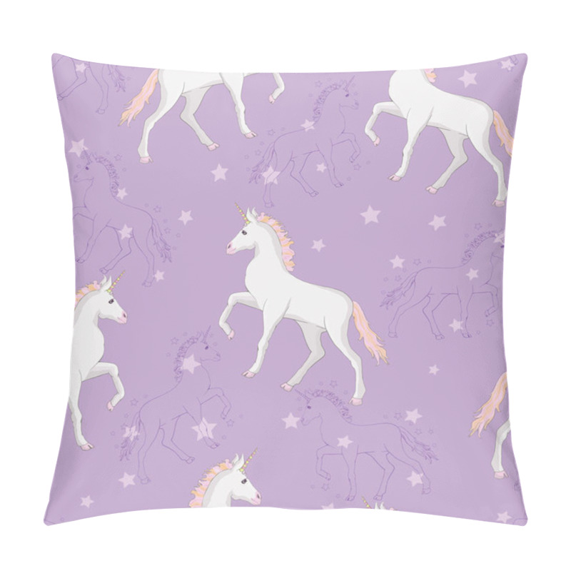 Personality  Unicorn And Rainbow Seamless Pattern Isolated On White Backgroun Pillow Covers