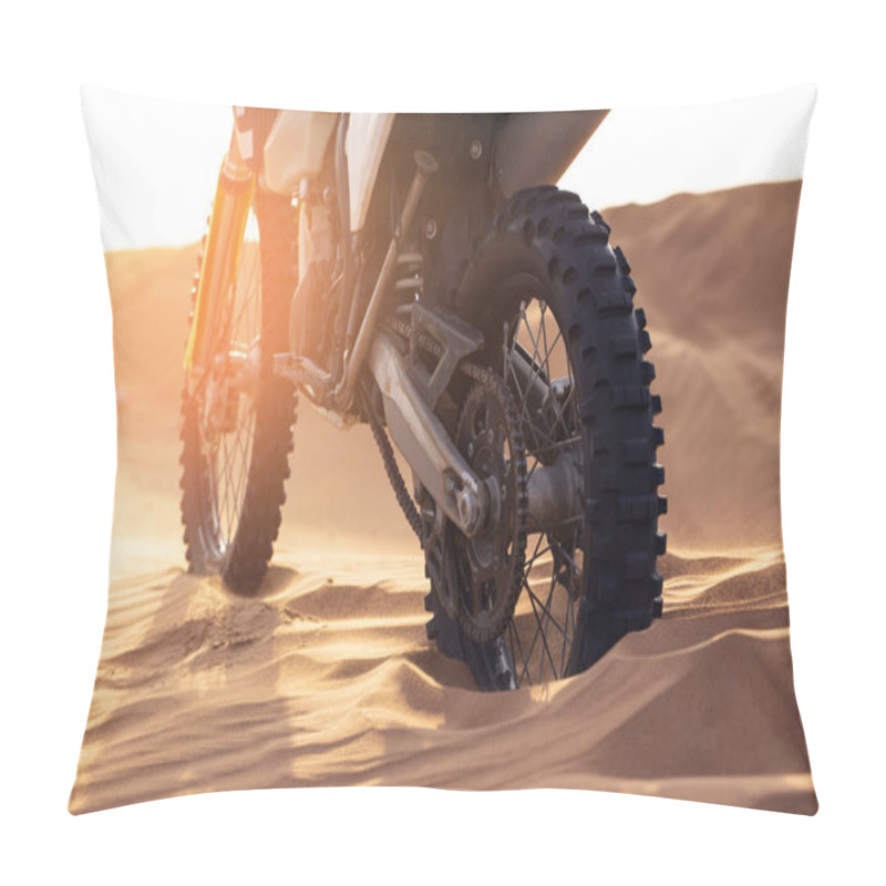 Personality  Close Up Of Motocross In The Desert In Sunset Time Pillow Covers