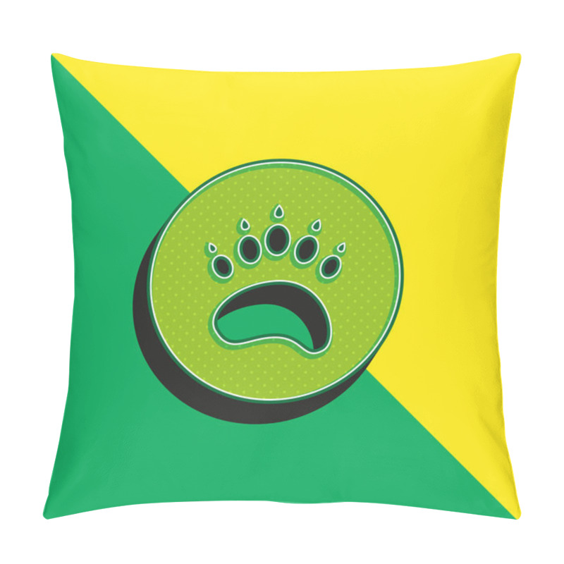 Personality  Bear Paw Circule Green and yellow modern 3d vector icon logo pillow covers