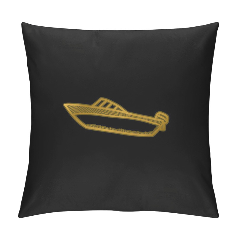 Personality  Boat Gold Plated Metalic Icon Or Logo Vector Pillow Covers