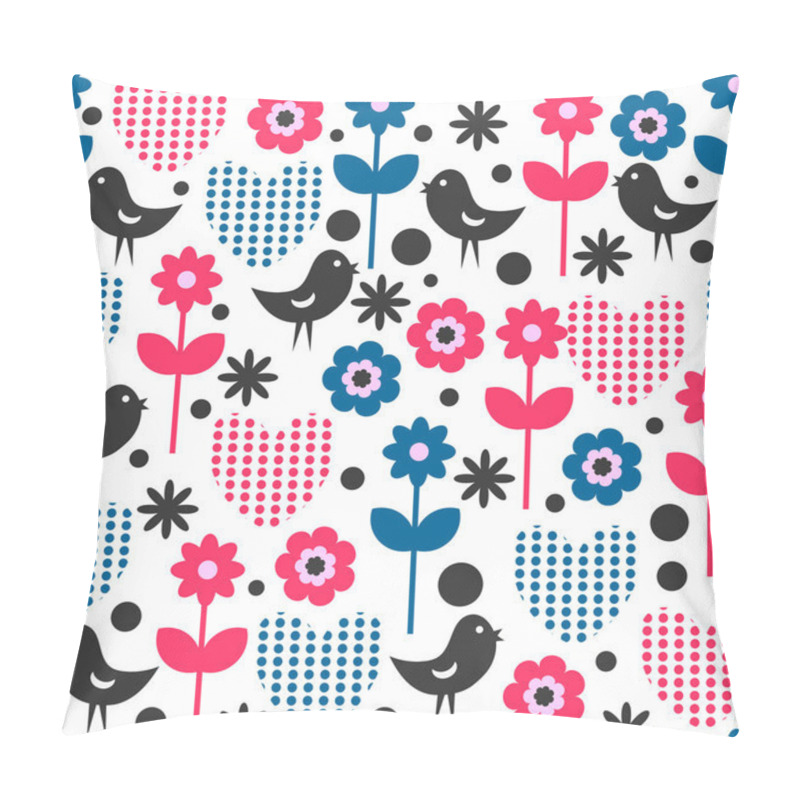 Personality  Seamless Pattern With Birds And Flowers Pillow Covers