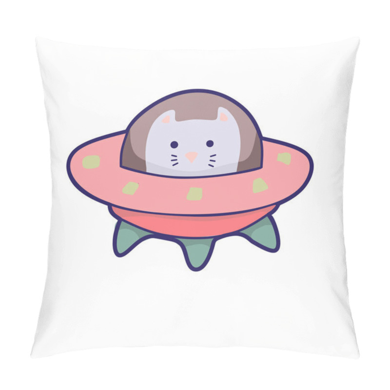 Personality  Japanese Kawaii Cat Travels In Space. Vector Funny Animals Clip Art. Pillow Covers