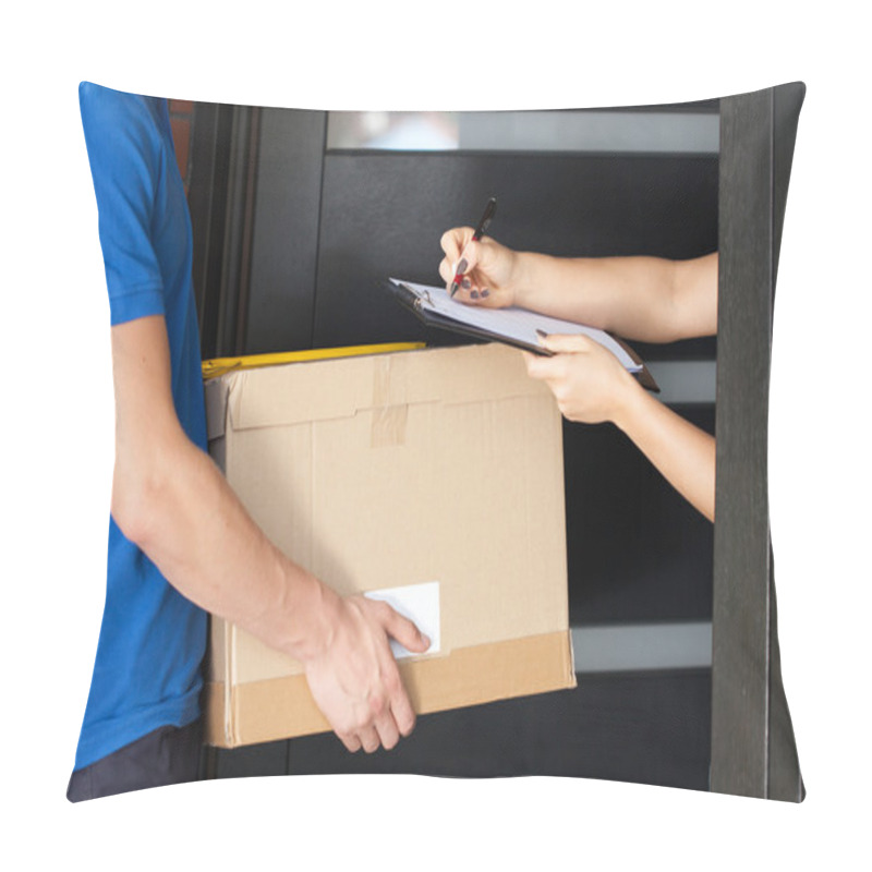 Personality  Woman Signing Parcel Delivery Papers Pillow Covers