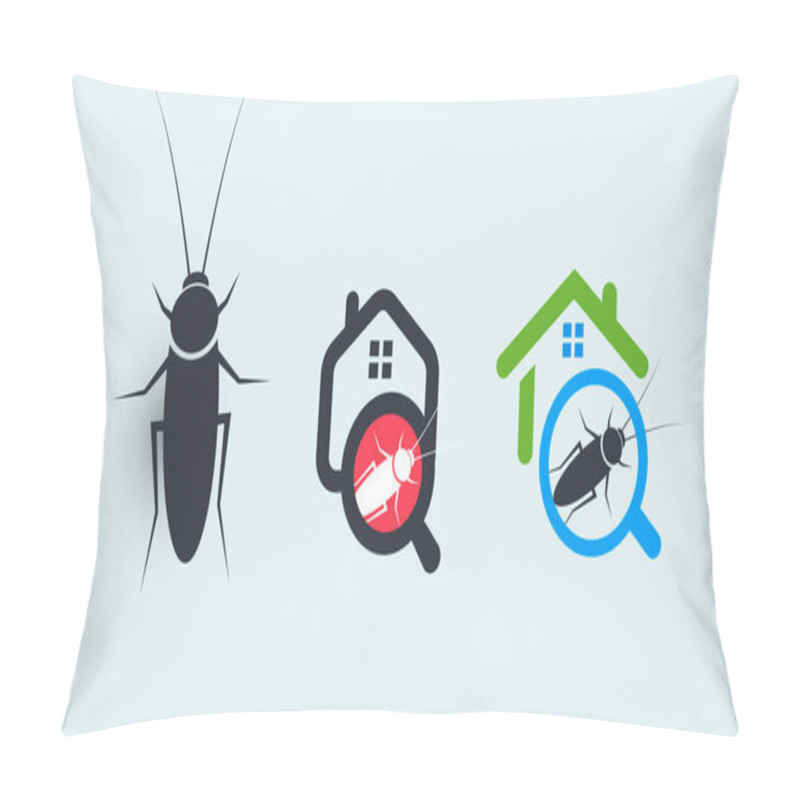 Personality  Pest Control Service Logo Concept Set. House Protection From Insects Symbols. Getting Rid Of Home Parasites Vector Graphic Pillow Covers