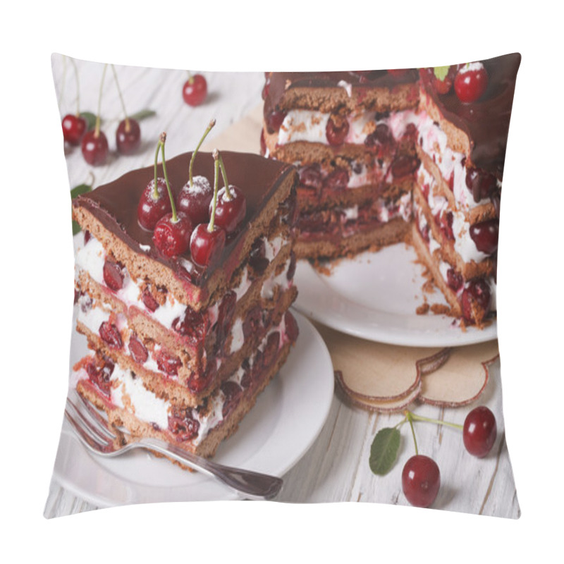 Personality  Piece Of Cherry Cake With Chocolate Horizontal Pillow Covers