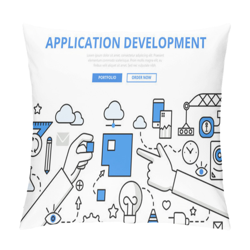 Personality  Programming Concept Flat Line Icons.  Pillow Covers