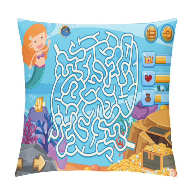 Personality  Puzzle Game With Mermaid And Gold Coins Underwater Pillow Covers