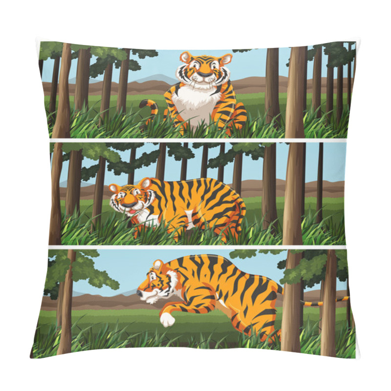 Personality  Wild Tiger Living In The Jungle Pillow Covers