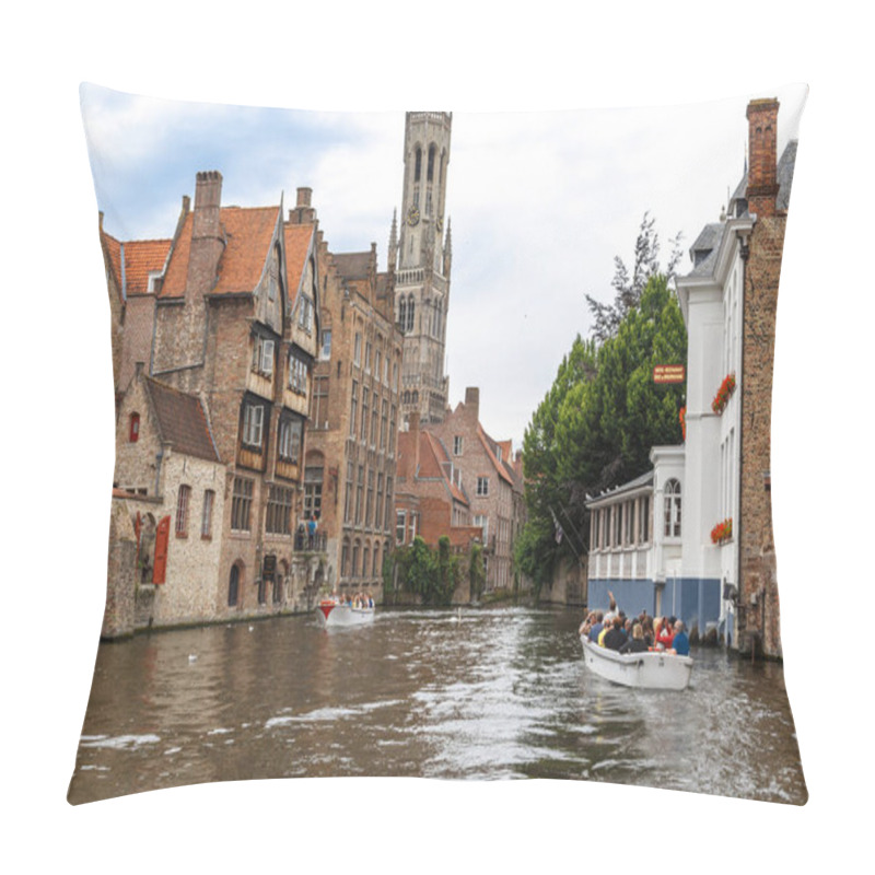 Personality  Touristic Boats On Brugge Canal Pillow Covers