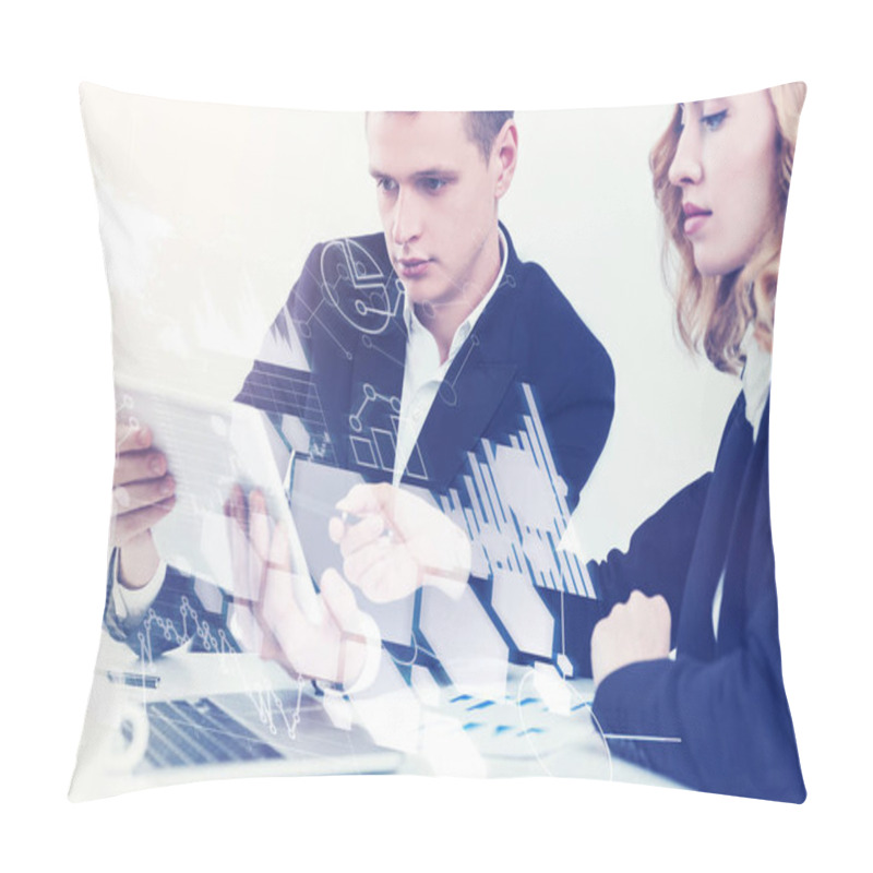 Personality  Business Partners With A Tablet, Graphs Pillow Covers