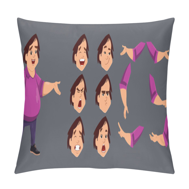 Personality  Cute Fat Boy Character Design Set For Animation, Motion Design Or Something Else. Custom Character Set For Design, Motion Or Animation. Pillow Covers