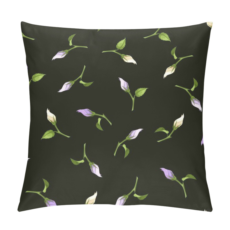 Personality  Seamless Pattern With Purple And White Flower Buds. Vector Illustration. Pillow Covers